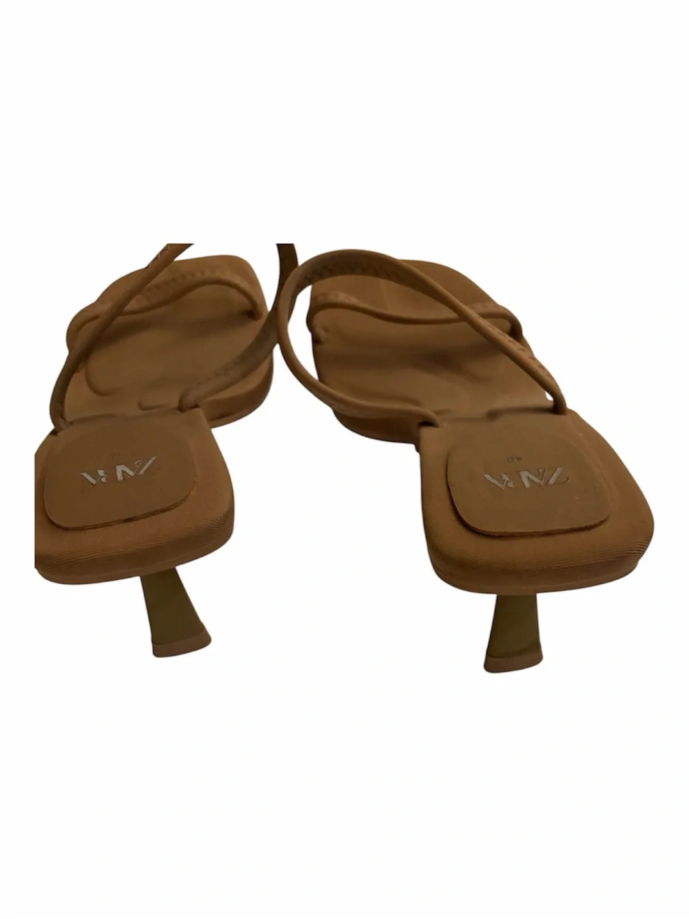 Zara Tan Two-Strap Toe-Loop Sandals - Picture 4 of 4
